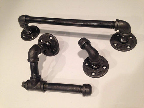 Industrial Black Iron Pipe Bathroom Accessory Kit