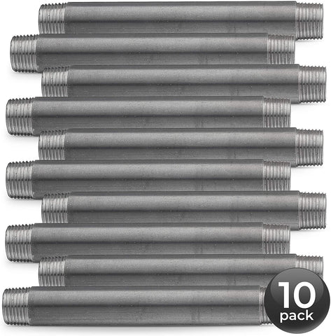 Industrial Décor Iron Pipe Nipple With Sandblast Finish [10 Pack]