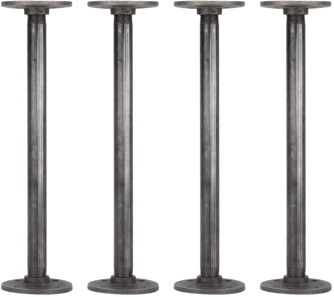 Set of 4 Black Iron Industrial Pipe Table Legs (1/2")