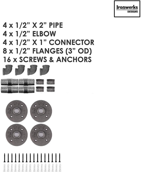 Industrial Pipe Shelf Rustic Brackets with Hardware